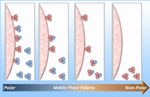 diagram of reverse phase chromatography separation the stationary phase is non polar